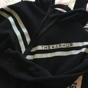a cropped black & white hoodie